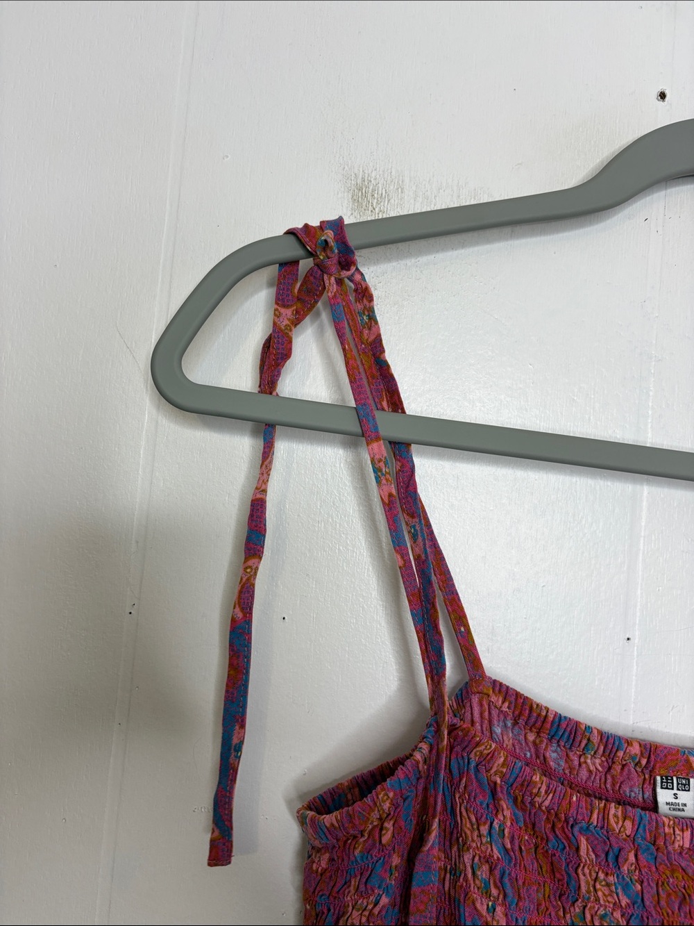 Uniqlo Dress Womens Small Paisley Smocked Body Midi Sun Summer Tie Straps - Picture 7 of 8
